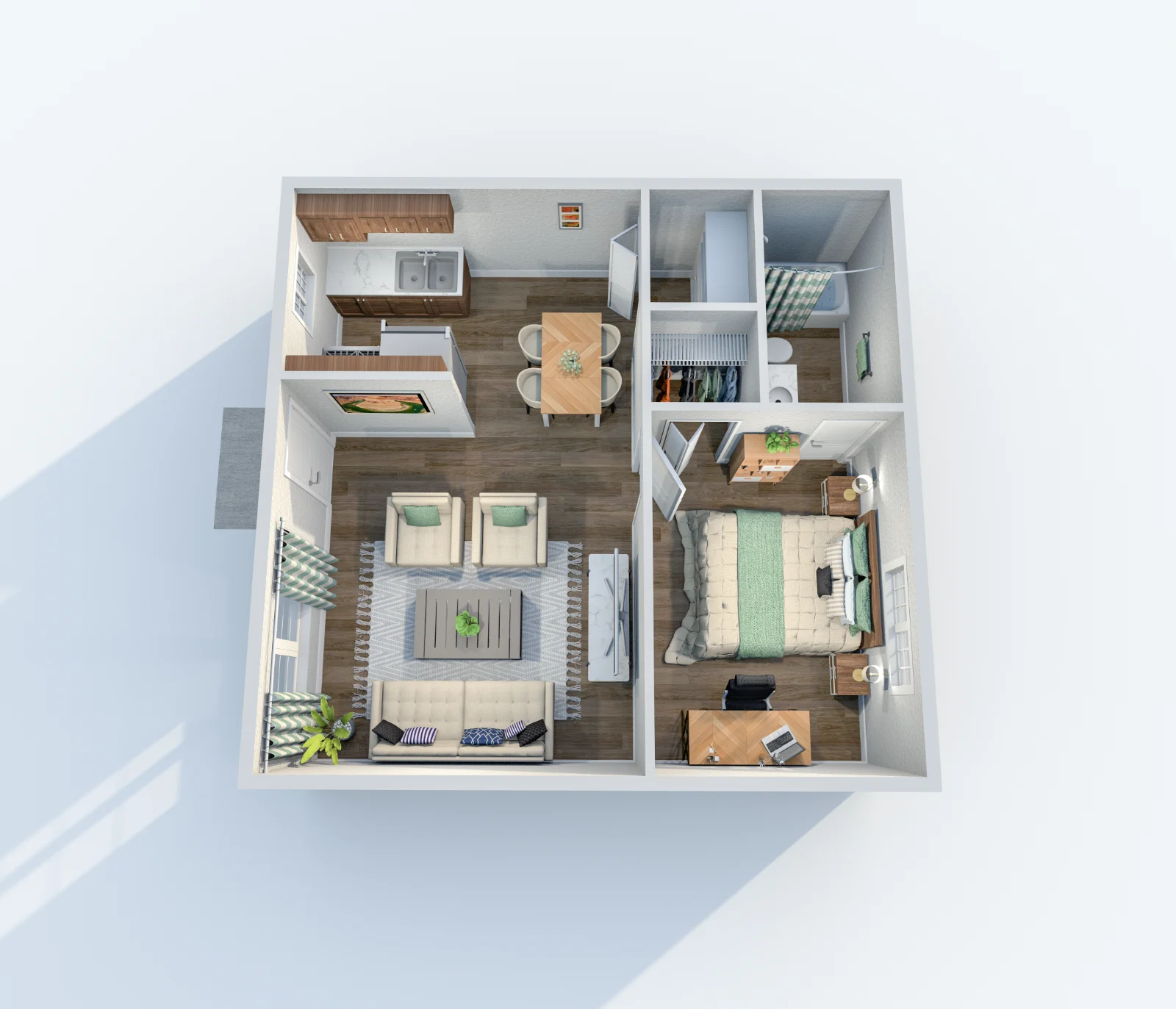 La Palma — floor plan, Plan A1 · 1 bed · 1 bath · 605 sq ft